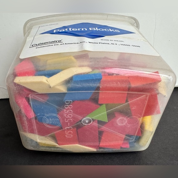 Vintage 208-pc Cuisenaire Wood Pattern Blocks Original Bucket Art Geometry Math - Picture 6 of 6